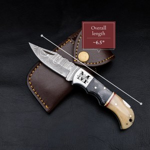UA Supplies OEM ODM Available Industrial Grade Hunting Hot Selling Damascus Steel Straight <b>Drop</b> Point <b>Back</b> Lock Folding Knife - Product Image 4