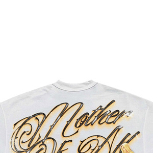 Mother of All Nations Printed Regular Fit Men's T-<b>Shirt</b> Street Style <b>Short</b> <b>Sleeve</b> Turtleneck 100% Cotton Jersey Front Logo <b>White</b> - Product Image 4