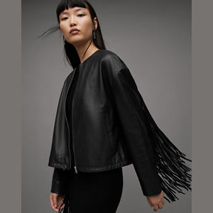 Veste en cuir pour femme, coupe ajustée, style décontracté, avec logo personnalisé, en cuir de vachette brodé, pour moto - Product Image 4