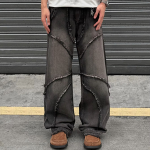 Jeans Casuales de Mezclilla para Hombre con Logotipo Personalizado, Pantalones Holgados de Mezclilla, Pantalones de Pierna Ancha, Jeans de Mezclilla de Alta Calidad con MOQ Bajo - Product Image 1