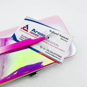 Haute qualité Double ton 90 degrés pince à épiler en acier inoxydable Extensions de cils pince à épiler droite pointue outil de beauté durable - Product Image 1