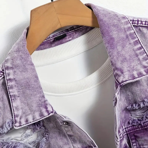 Chaquetas de Mezclilla Formales a Cuadros para Hombre, Otoño, Color Sólido, 100% Algodón, Ecológicas, Estilo Vintage, Venta al Por Mayor Personalizadas - Product Image 4