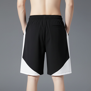 Shorts de sport pour hommes en molleton 100 % coton de haute qualité, écologiques, avec logo brodé personnalisé, taille élastique, séchage rapide, respirants, bicolores - Product Image 2