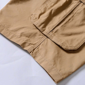 Shorts cargo pour homme, couleur unie, taille mi-haute, respirant, en coton, style bermuda décontracté avec poches et fermeture boutonnée - Product Image 2