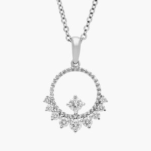 Collar con Colgante de Diamante Cultivado en Laboratorio en Círculo Abierto de Oro Blanco de 14K - Product Image 1