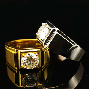 GRA Certified Round Brilliant Cut Moissanite <b>Ring</b> 925 Sterling Silver 18K Gold Plated Hiphop Unisex <b>Men</b> Wedding Band Jewelry - Product Image 6