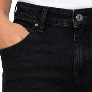 Jean en denim noir personnalisé pour homme, coupe droite, délavé, style streetwear décontracté, cinq poches, pantalon de mode classique - Product Image 3