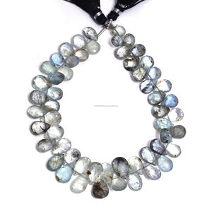 Cuentas de Piedras Preciosas de Aguamarina Natural Hechas a Mano de Primera Calidad, Forma de Pera Facetada, Hilo de 8 Pulgadas para Hacer Joyas, Pulseras y Collares - Product Image 3