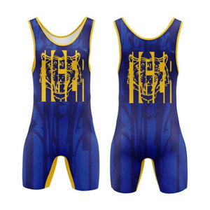 Traje de Lucha Libre para Mujer, Estampado de Camuflaje Azul y Amarillo, Uniforme de Compresión, Tela de Spandex y Poliéster, Secado Rápido y Transpirable - Product Image 1
