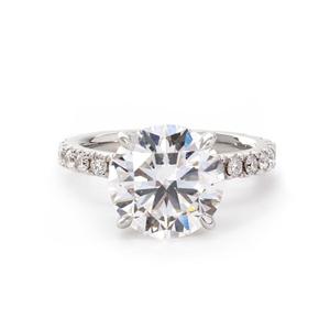 Ensemble de Mariage de Luxe en Or Blanc Massif 14K avec Diamant de Laboratoire Rond Brillant de 3 Carats Certifié IGI et Halo Caché Solitaire – Vente en Gros - Product Image 4