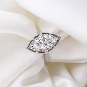 IGI Lab Grown Brilliant Cut Diamond Vintage 14K Amarillo Hecho a mano Bar Ajuste Boda/Compromiso Unisex Anillos de oro blanco fino - Product Image 2