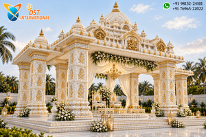 Mandapam Kalyana en or blanc divin pour mariages hindous – Achetez un mandap exclusif en fibre pour mariages sud-indiens pour événements de prestige aux États-Unis - Product Image 2