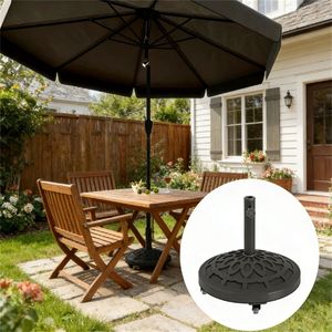Supporto Circolare Nero per Ombrellone da Esterno con Base, Solo per Struttura Ombrellone da Patio, Balcone, Cortile - Product Image 1