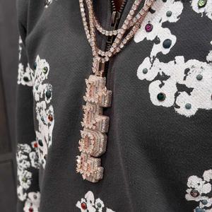 Collier pendentif personnalisé en moissanite, argent 925 plaqué or, accent cœur, style hip hop, pour homme et femme, certifié GRA. - Product Image 1
