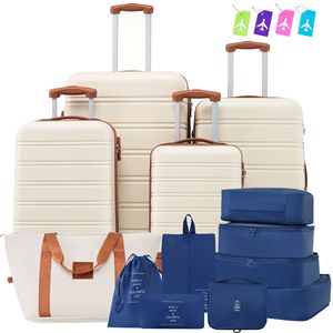 Set di valigie rigide da 4 pezzi con Spinner leggeri TSA-valigia da 16 \ "20 \" 24 \ "28 \" taglie + borsa - Product Image 1