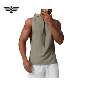 Sweat-shirt à capuche sans manches noir pour homme, coupe classique, pull-over uni, débardeur 100% coton, séchage rapide, hiver - Product Image 6