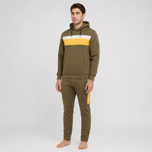 Ensemble de survêtement décontracté d'hiver pour hommes, personnalisé, style streetwear, uni, vintage, délavé, léger, 100 % coton, avec sweat à capuche et pantalon de jogging - Product Image 2