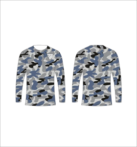 เสื้อยืดแขนยาวลายพรางสีเทาสำหรับผู้ชาย เสื้อยืดคอกลมลายพรางสีน้ำเงินเหล็ก เสื้อลำลองแนวสตรีทแวร์ เสื้อสำหรับออกกำลังกายและเล่นกีฬา - Product Image 1