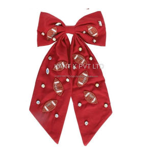 Élégante Barrette à Cheveux Perlée avec Long Ruban, Accessoire Cheveux Fait Main en Tissu, Barrette Festive pour Filles et Femmes - Product Image 2