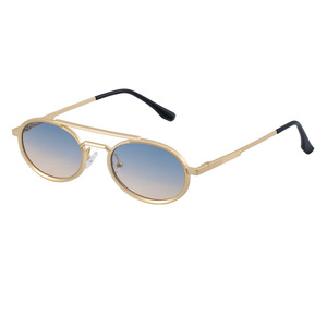 98284 New Fashion Luxury Brand Designer Double Bridge Men Shades Custom Logo Metal Oval Frame Vintage Women <b>Sunglasses</b> 2025 - Product Image 2