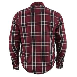 <b>Men</b>’s <b>Burgundy</b> Black Plaid Flannel <b>Shirt</b> Heavyweight Long Sleeve Workwear Dual Chest Pocket Checkered Outdoor Casual OEM Custom - Product Image 3