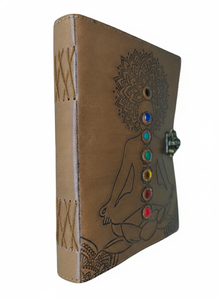 สมุดบันทึกหนังแท้ AAN Overseas Ventures Meditation Chakra พร้อมตัวล็อคโลหะ ทำมือ ของที่ระลึก สมุดจดบันทึก สมุดบันทึกจิตวิญญาณ ของขวัญ - Product Image 3