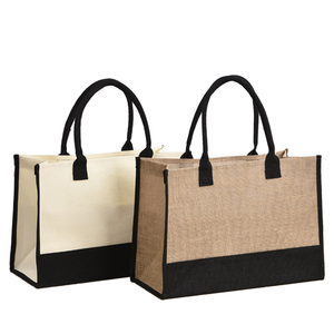 Sacs fourre-tout de luxe en coton et jute avec logo personnalisé pour les promotions d'entreprise, l'emballage de détail, les expositions et la promotion de la marque - Product Image 1
