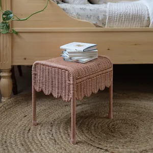 Handwoven Rattan Kids <b>Bedside</b> <b>Table</b> Natural Wicker Nursery <b>Stool</b> Bedroom Entryway Decorative Furniture Handmade OEM ODM Factory - Product Image 4