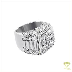 Bague géométrique carrée en argent 925 avec diamant de laboratoire et pierre brillante pour les acheteurs en gros - Product Image 3