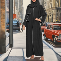 Abaya noire longue avec col châle et manches longues, robe modeste pour femmes, style Moyen-Orient, usage quotidien