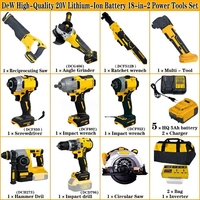 BOLIU Ensemble d'outils jaunes 21V 18 pièces DIY Clé à chocs sans fil Meuleuse d'angle Scie circulaire Marteau électrique Perceuse électrique OEM