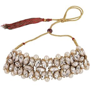 Conjunto de Collar, Pendientes, Anillo y Pulsera de Aleación Chapada en Oro con Cristales de Imitación de Perlas y Forma de Flor Romántica para Mujer, Boda - Product Image 3