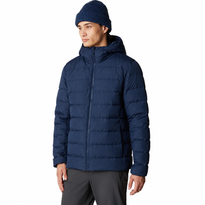 Veste matelassée à capuche pour homme, chaude et légère, isolée thermiquement, zippée, décontractée, pour l'extérieur, bleu marine - Product Image 3