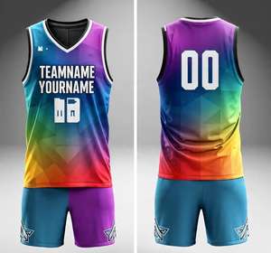 Ensembles d'uniformes de basketball personnalisés pour hommes et adultes, 100% polyester respirant, maillot imprimé avec nom, numéro et logo d'équipe - Product Image 4