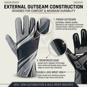 Fabricación por Contrato de Guantes de Carreras con Costuras Exteriores para Karting, Marca Personalizada, Etiqueta Privada, Suministro al por Mayor - Product Image 5