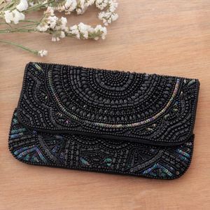 Pochette en toile ornée de perles, broderie artisanale haut de gamme, accessoires de mode pour femmes, pour soirée, mariage, célébration - Product Image 6