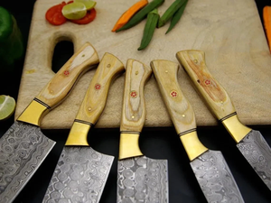 LEGACY BLADES Professional Damascus Chef <b>Knife</b> <b>Set</b> 5-Piece Wooden Handle Handmade Razor <b>Sharp</b> Ambidextrous Sustainable <b>Knives</b> - Product Image 2