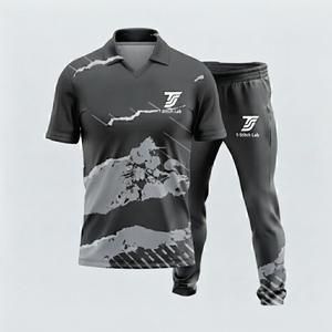Uniforme de Cricket Profesional 100% Poliéster con Estampado Digital, Nombre del Equipo Personalizado, Cintura Elástica, Mangas Cortas, Cuello Camisero, Unisex - Product Image 4