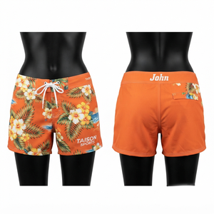 120gsm Spandex/Polyester <b>Men's</b> Swim Shorts Orange Floral Digital Print Custom Logo Ruffles Waterproof Quick Dry Breathable - Product Image 1