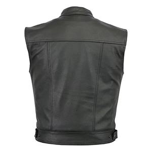Gilets en cuir véritable pour hommes VIBE SEWN High Street, faits à la main, coupe-vent, respirants, écologiques, réversibles, col montant, fermeture éclair - Product Image 6