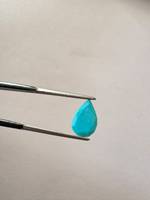 GNSJ Pierres précieuses en turquoise naturelle à 100 %, taille goutte de poire, coupe rose, facettées, certifiées par un tiers, éclat de facettes, pour la fabrication de bijoux
