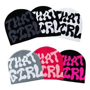 Gorros de Punto Acrílicos/Algodón con Puño Acanalado, Logotipo Jacquard Personalizado OEM/ODM, Sublimados, de Secado Rápido, Transpirables, con Lazos de Puntos para Invierno - Product Image 1