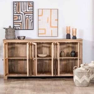 Vandana Crystal Matter 6-door glass-fronted <b>sideboard</b> in solid mango wood, 190cm Maestro - Product Image 4