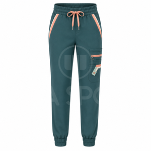 Conjunto de Uniforme Médico para Mujer con Cuello en V, Manga Corta, Blusa de Enfermería y Pantalones Cargo con Bolsillos de Parche - Product Image 4