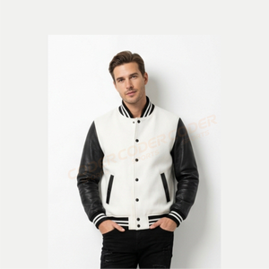 Chaquetas Varsity de Lona para Hombre de Calidad Premium, Chaquetas de Béisbol Cálidas para Invierno con Mangas de Cuero y Bordado Chenille en la Parte Delantera - Product Image 5