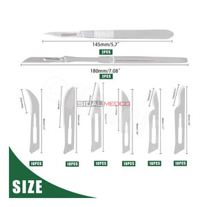 Lames de scalpel 100 pièces, lames chirurgicales stériles en acier à haute teneur en carbone, lames de laboratoire, couteaux de laboratoire, 4 poignées pour la pratique de la coupe - Product Image 2