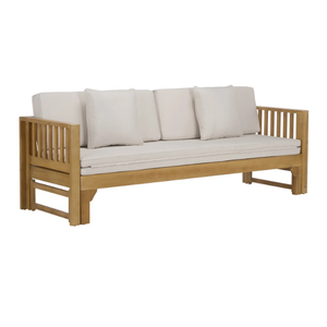 Sofá Cama de Madera de Teca Sólida y Duradera para Exteriores, con Cojines, para Hotel y Villa - Product Image 1