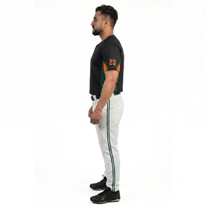 Maillot de baseball Henley personnalisé à deux boutons, sublimé, uniforme d'équipe universitaire pour hommes, noir et orange, vente en gros OEM pour le sport - Product Image 3