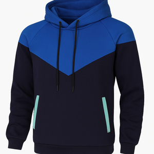 Sudadera con Capucha para Hombre, Diseño Color Block, Manga Raglán, Corte Regular, Informal, para Otoño, con Bolsillos, Tejido Negro y Verde Menta - Product Image 6