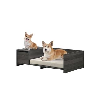 Cama Moderna para Mascotas Esme de 47 Pulgadas, Color Gris Ceniza, Cómoda, con Cojín y Compartimento de Almacenamiento Lateral - Product Image 2